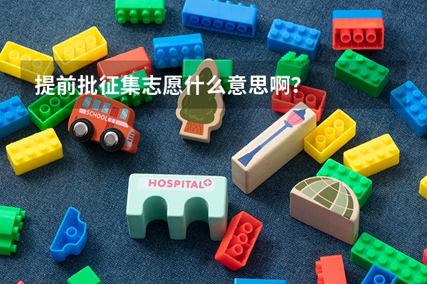 提前批征集志愿什么意思啊？