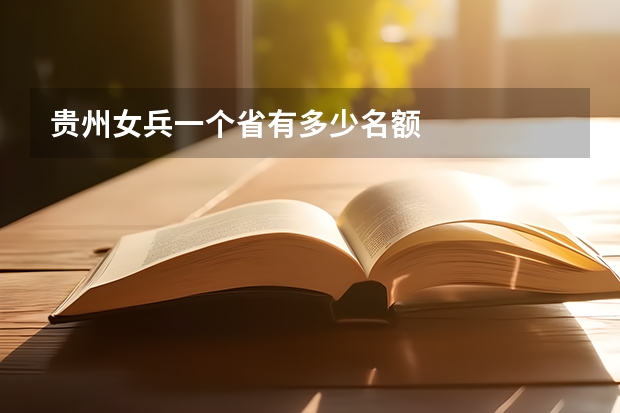 贵州女兵一个省有多少名额